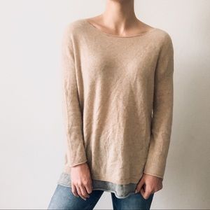 Joie 100% Cashmere Dewberry Tan and Grey Sweater